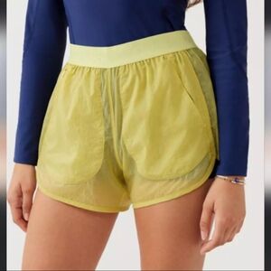 OUTDOOR VOICES | Pear (Green/Yellow) Overlay Lightweight  Running Shorts…